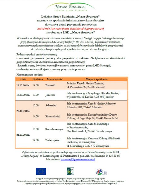 Spotkanie dotyczące zasad przyznania pomocy na założenie lub rozwijanie działalności gospodarczej