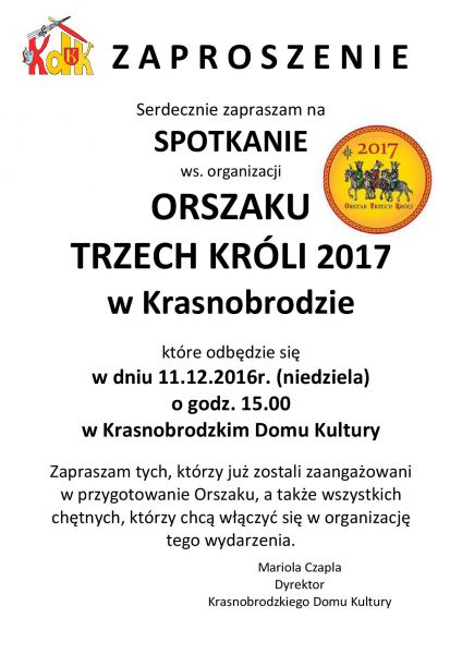 II Orszak Trzech Króli w Krasnobrodzie- spotkanie organizacyjne