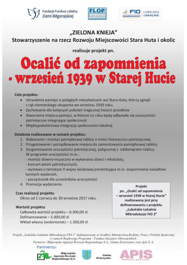 „Ocalić od zapomnienia – wrzesień 1939 w Starej Hucie”