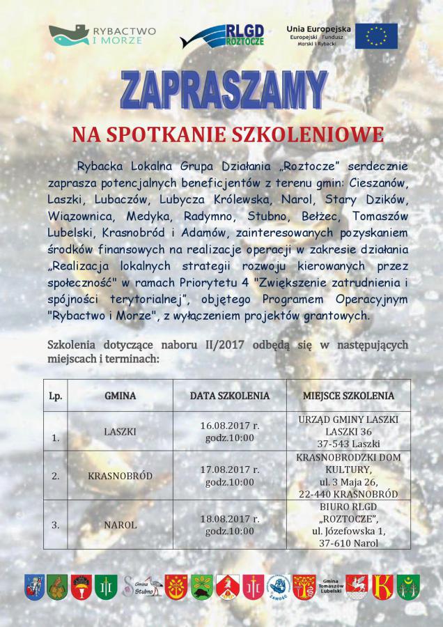 Zaproszenie za spotkanie szkoleniowe RLGD „Roztocze”