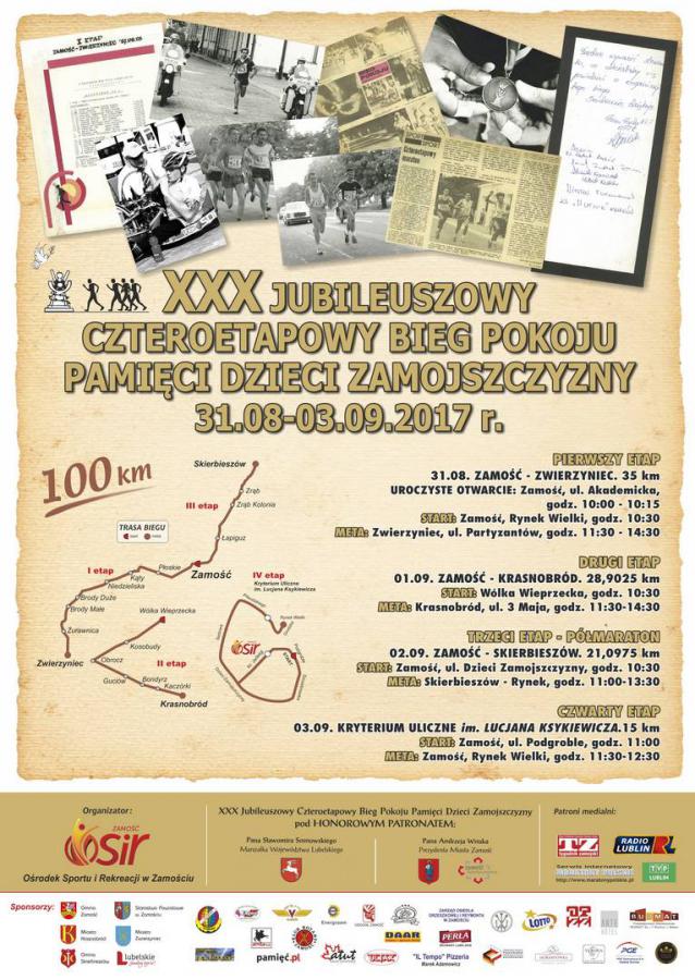Zapraszamy na metę II etapu XXX Czteroetapowego Biegu Pokoju Pamięci Dzieci Zamojszczyzny