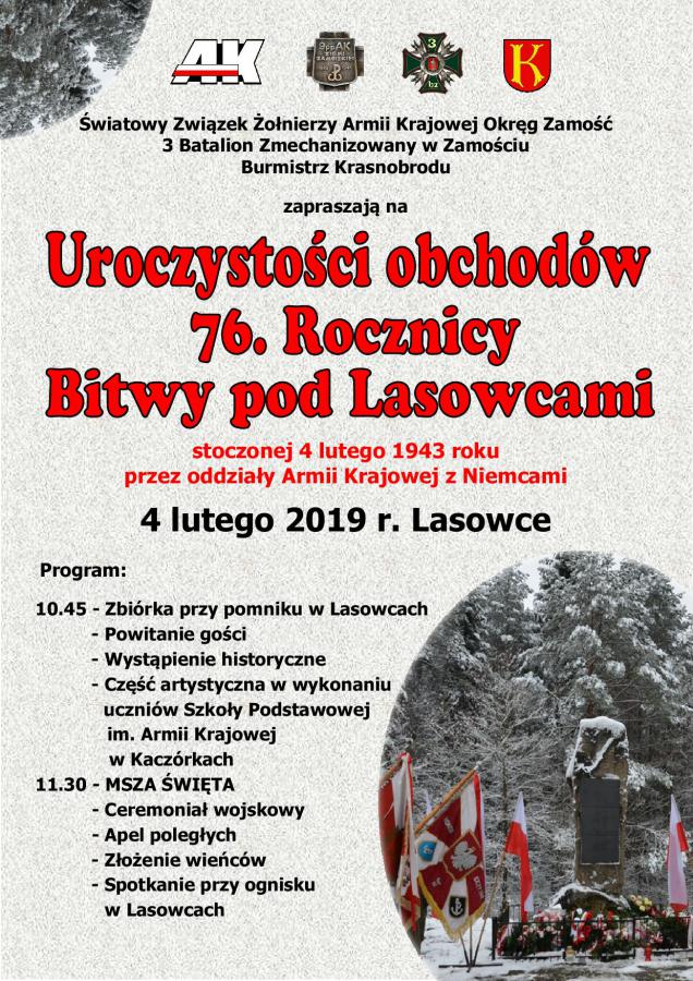 Zaproszenie na uroczystości patriotyczne w Lasowcach