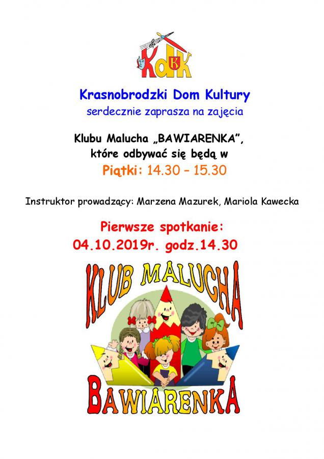 Klub Malucha "Bawiarenka" zaprasza na zajęcia