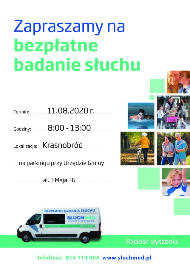 Już wkrótce bo we wtorek 11 sierpnia 2020 r. mieszkańcy gminy Krasnobród będą mogli bezpłatnie zbadać słuch.