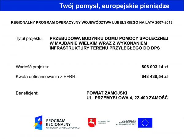 Przebudowa budynku Domu Pomocy Społecznej w Majdanie Wielkim