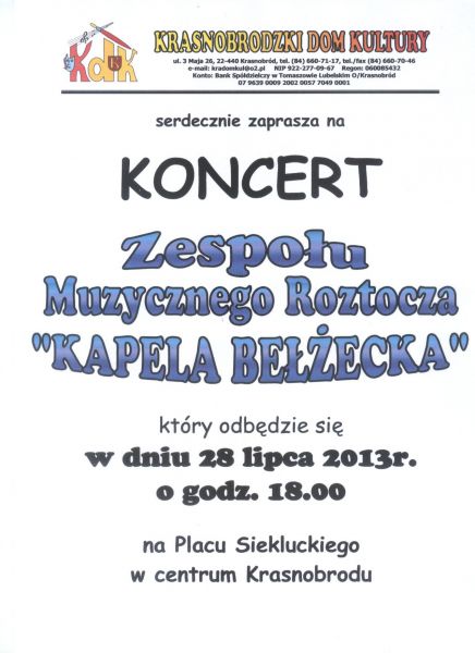 Koncerty na najbliższą niedzielę