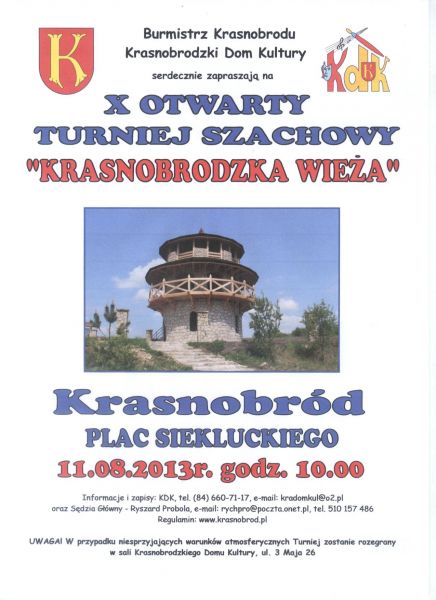 KRASNOBRODZKA WIEŻA - zmiana miejsca turnieju