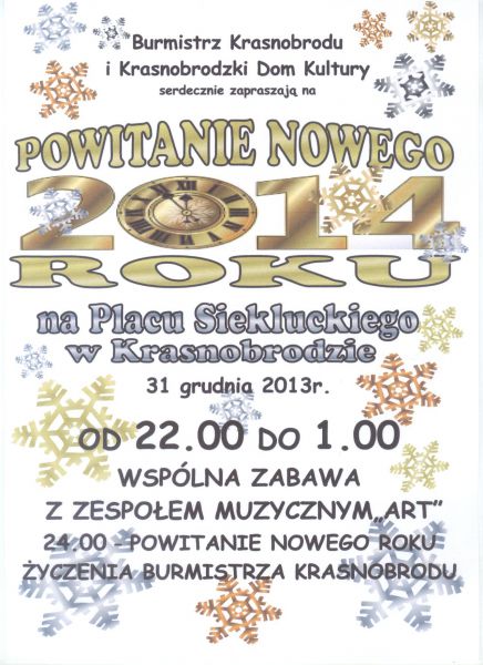 Powitanie Nowego Roku na Placu Siekluckiego w Krasnobrodzie