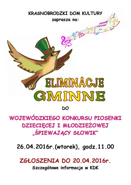 Konkurs piosenki "Śpiewajacy Słowik" - eliminacje gminne